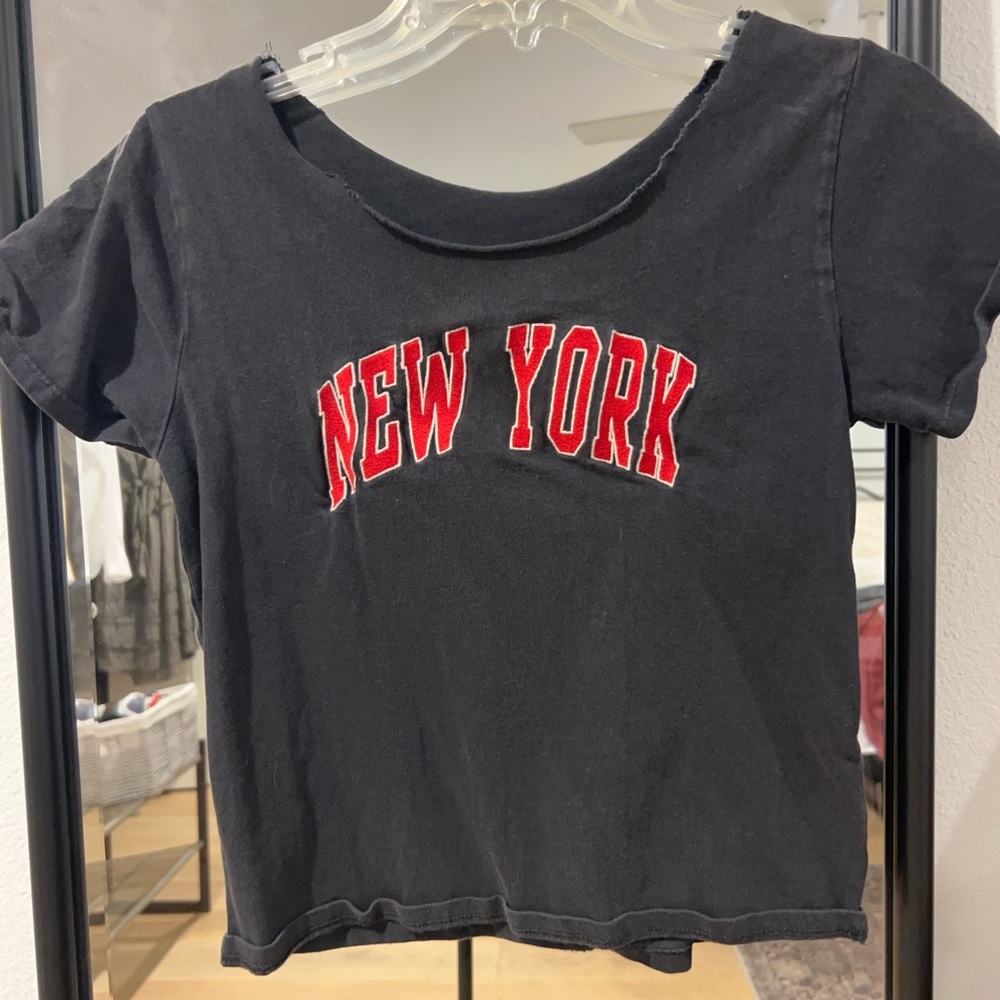 Brandy Melville Black Crop Top with Red New York Print